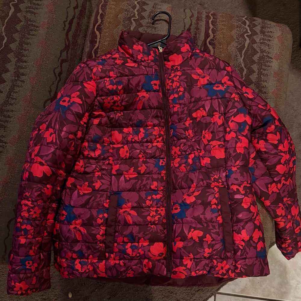 The Pioneer Woman Floral Puffer Jacket - Red and Blue